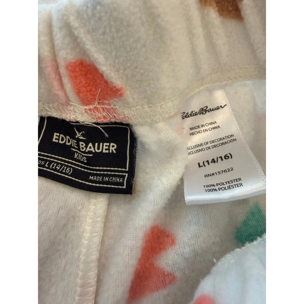 Eddie Bauer Kids Fleece Pajama Pants White Geometric‎ Triangle Print L 14/16